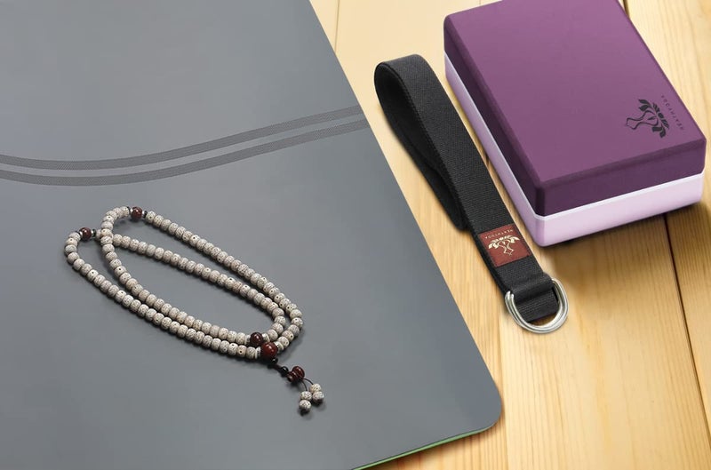 Heathyoga Yoga Blocks 2 Pack with Strap, High Density EVA Foam Yoga Block and Yoga Strap Set to Support and Improve Poses and Flexibility (Purple) - Image 4
